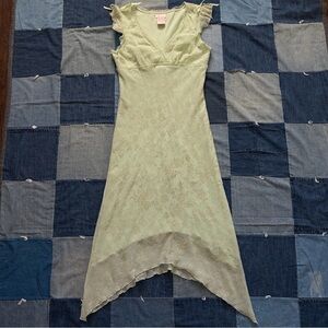 Y2K Speechless Fairy Asymmetrical Green Dress Floral Velvet Ruffles Bows size 9